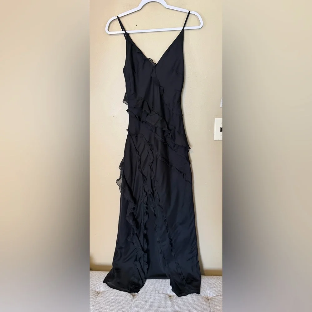 Abercrombie & Fitch Black Ruffle Maxi Dress